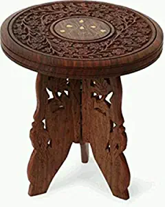 MOON CRAFT Handcrafted Wooden Sturdy Foldabe Round Stool - Foldable Step Stool Use in Kitchen, Outdoor, Bedroom(12inch Round and 12 inch Height)