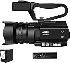 LEQTRONIQ 4K HD Auto Focus Video Camera with 48MP 60FPS 30X Digital Zoom; Camcorder with 4500mAh Battery, Handheld Stabilizer, Remote Control